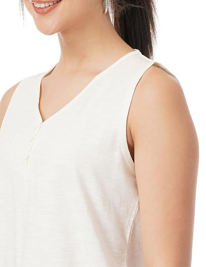 fyltr Women's 100% Cotton SleevelessV-Neck Regular Fit Top - Image 4